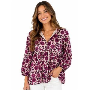 Grace Holiday Floral Blouse NWOT